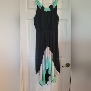 Studio M Black and Mint Green High-Low Dress